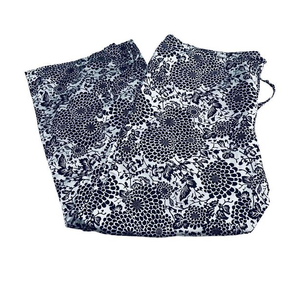Old Navy Lounge Pants Black And White Floral Sz L - Picture 1 of 6